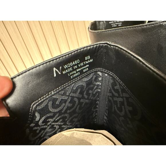 COLE HAAN Chrystie Square Toe Tall Leather Boot 75mm In Black Sz 8 - Picture 9 of 13